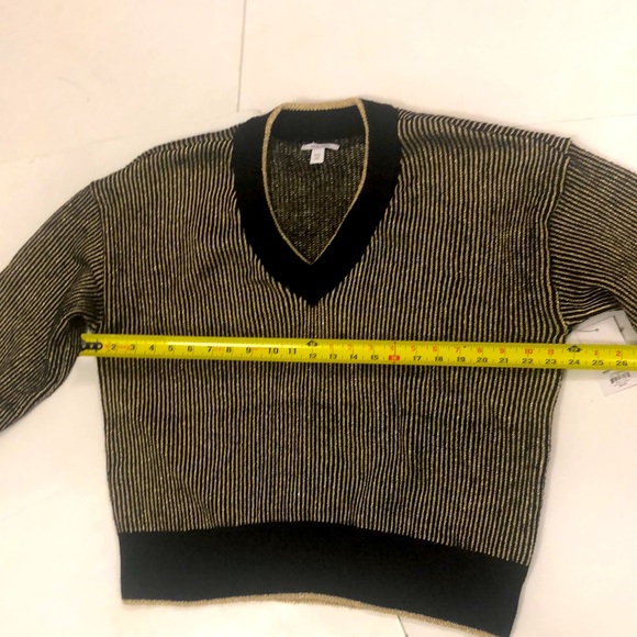 Nine West XXL Sweater Black Gold Stripe V-neck Long Sleeve Brand New Condition - Picture 3 of 8